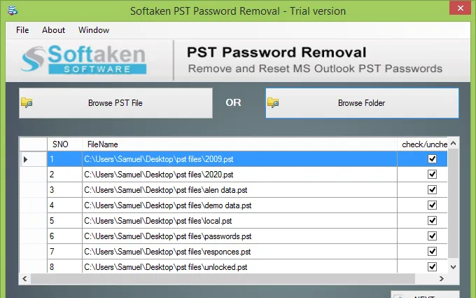 Softaken PST Password Removal Software 2