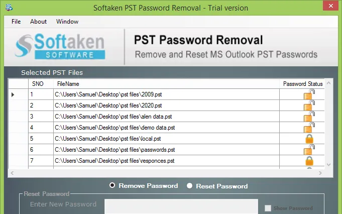 Softaken PST Password Removal Software 3